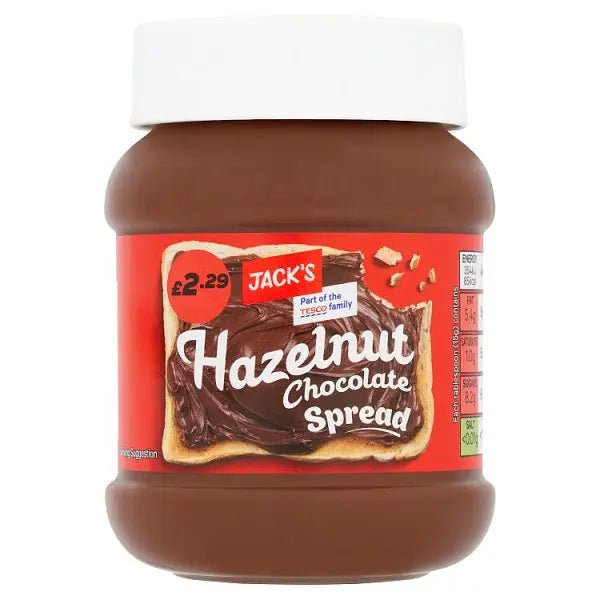Jack's Hazelnut Chocolate Spread 400g (Case of 6) - Honesty Sales