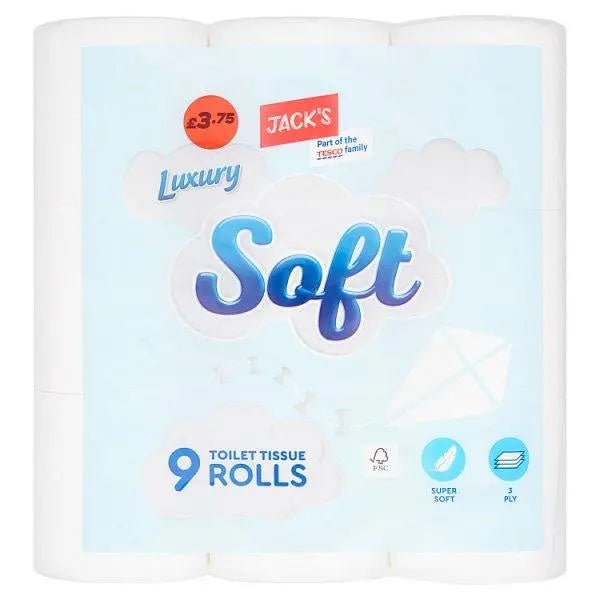Jack's Luxury Soft Toilet Tissue 9 Rolls (Case of 5) - Honesty Sales