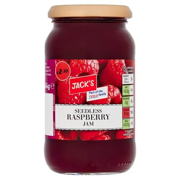 Jack's Seedless Raspberry Jam 454g (Case of 6) - Honesty Sales