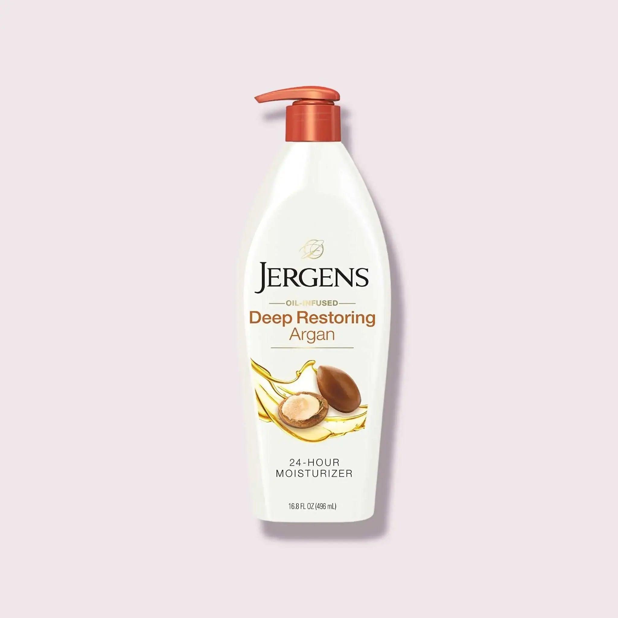 Jergens Deep Restoring Argan Oil Moisturizer, Soothing Body 16.8 oz - Honesty Sales