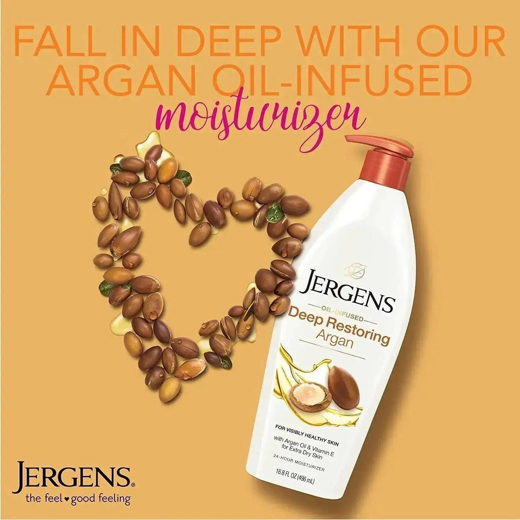 Jergens Deep Restoring Argan Oil Moisturizer, Soothing Body 16.8 oz - Honesty Sales