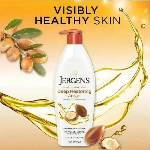 Jergens Deep Restoring Argan Oil Moisturizer, Soothing Body 16.8 oz - Honesty Sales