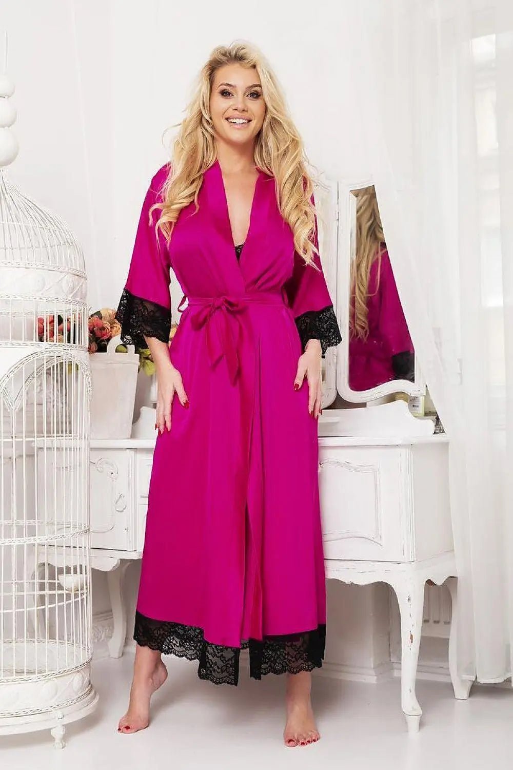 Kalimo long, satin dressing bathrobe - Honesty Sales