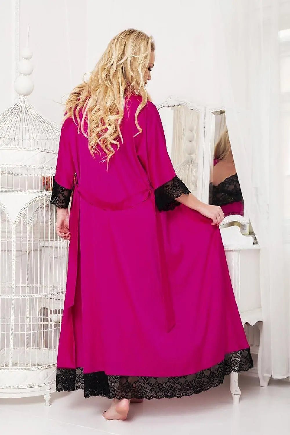 Kalimo long, satin dressing bathrobe - Honesty Sales