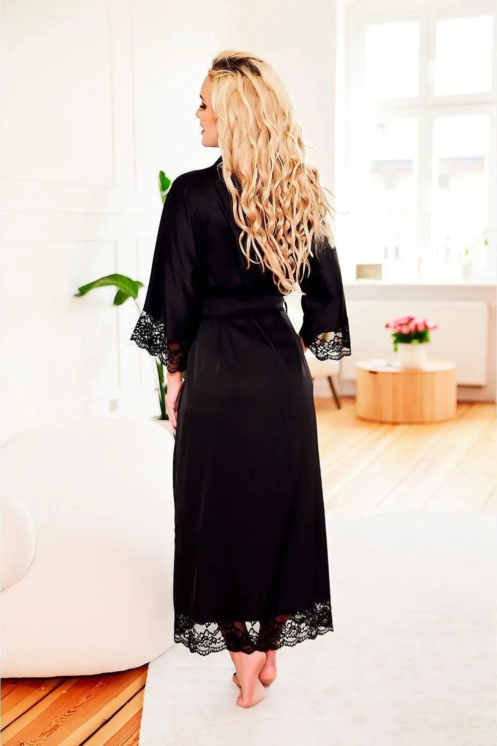 Kalimo long, satin dressing bathrobe - Honesty Sales