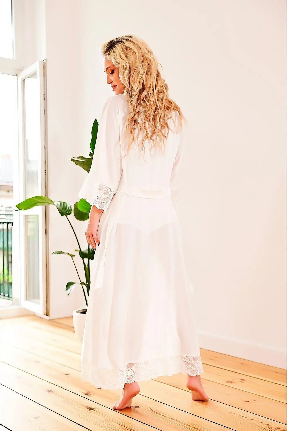 Kalimo long, satin dressing bathrobe - Honesty Sales
