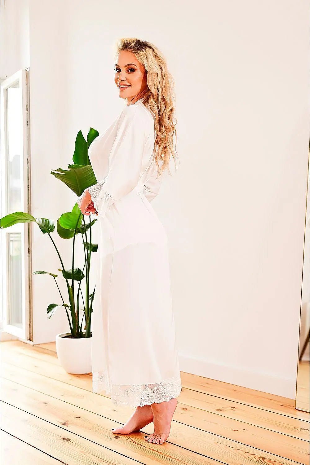 Kalimo long, satin dressing bathrobe - Honesty Sales