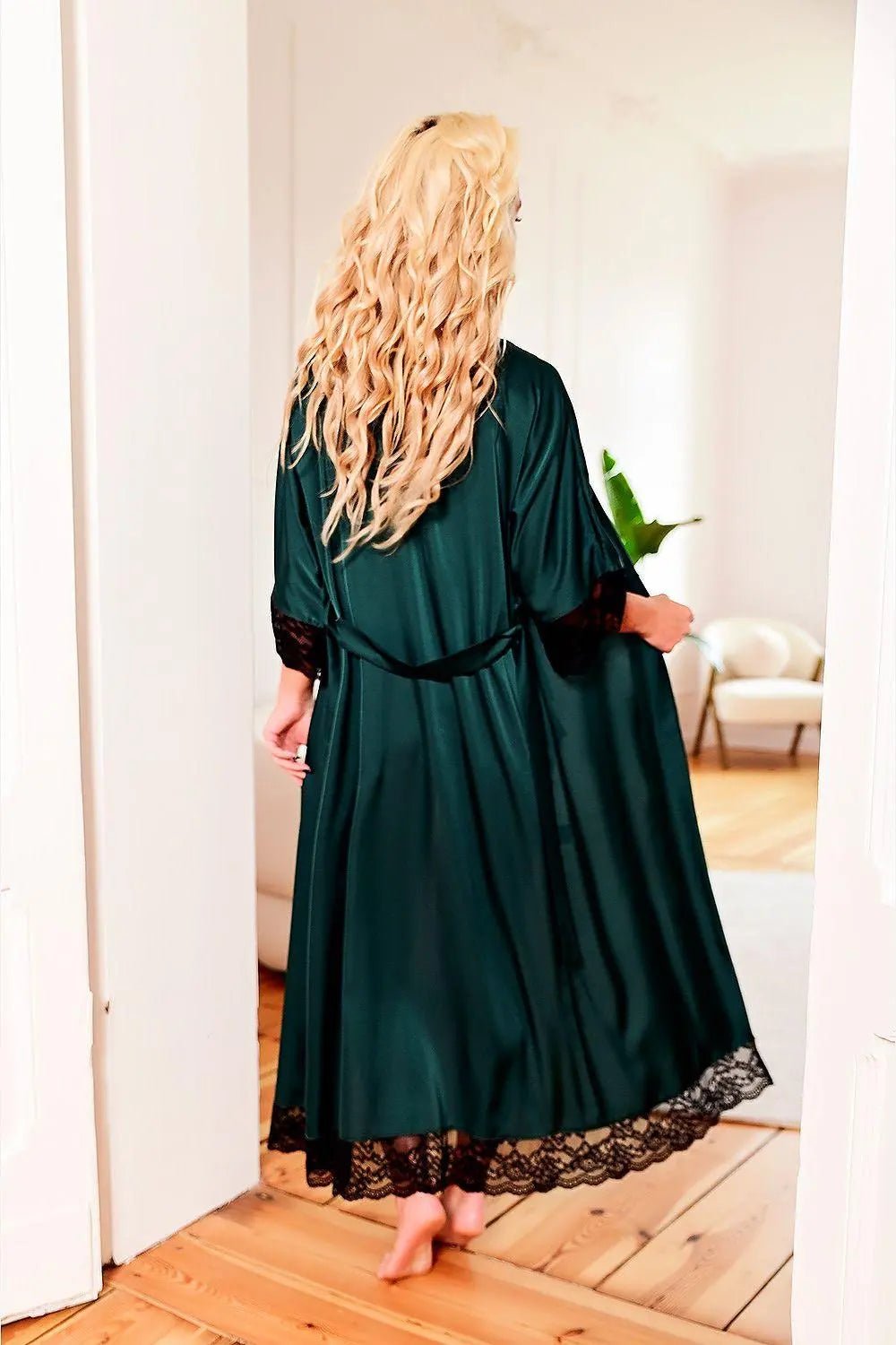 Kalimo long, satin dressing bathrobe - Honesty Sales