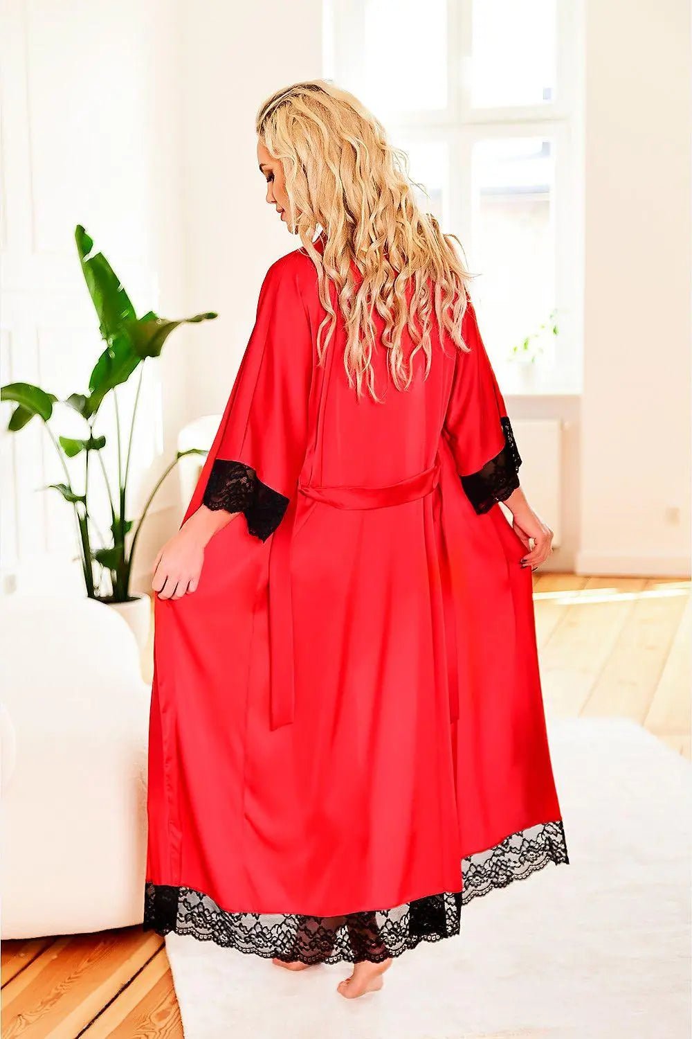 Kalimo long, satin dressing bathrobe - Honesty Sales