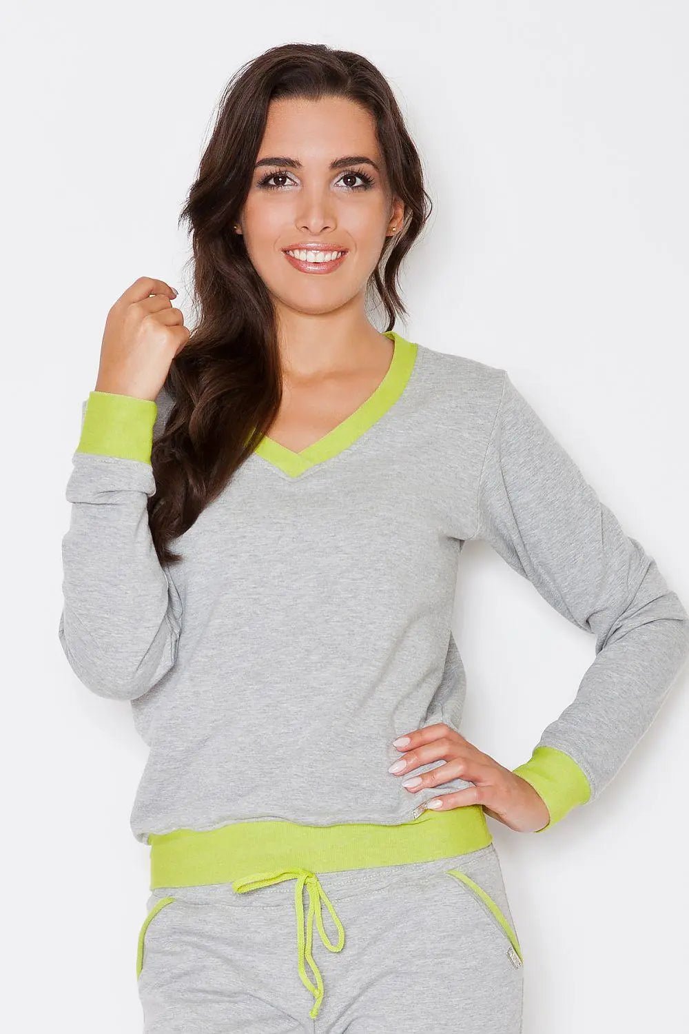 Katrus grey cotton sweatshirt with long sleeves - Honesty Sales