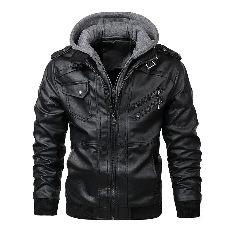 KB Men’s Leather Motorcycle Jacket – Autumn Casual PU Biker Coat - Honesty Sales