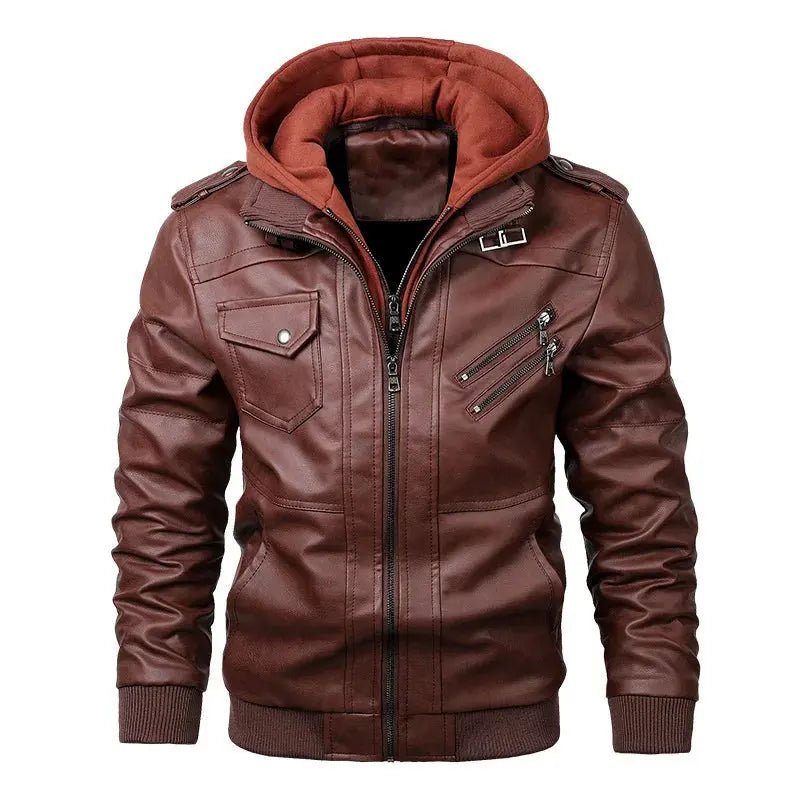 KB Men’s Leather Motorcycle Jacket – Autumn Casual PU Biker Coat - Honesty Sales