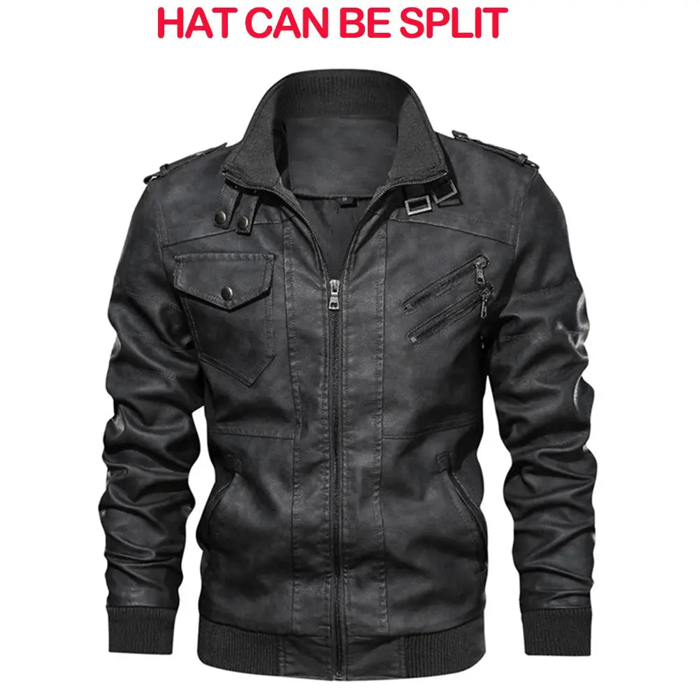 KB Men’s Leather Motorcycle Jacket – Autumn Casual PU Biker Coat - Honesty Sales