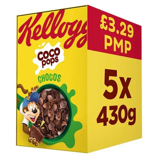 Kellogg's Coco Pops Chocos Breakfast Cereal 5 x 430g (Case of 5) - Honesty Sales