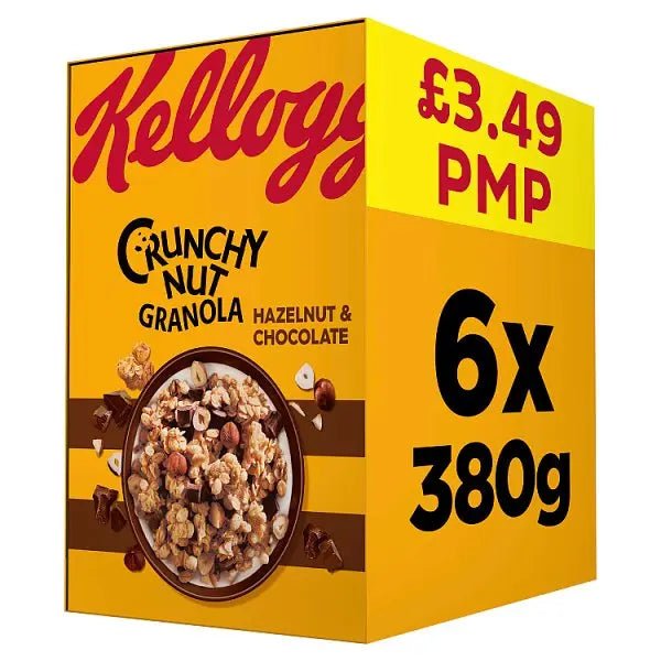 Kellogg's Hazelnut & Chocolate Crunchy Nut Granola 6x380g (Case of 6) - Honesty Sales