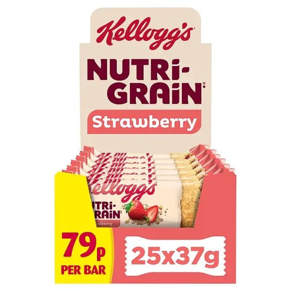 Kellogg's Nutri - grain Strawberry Snack Bar 25 x 37g (Case of 25) - Honesty Sales