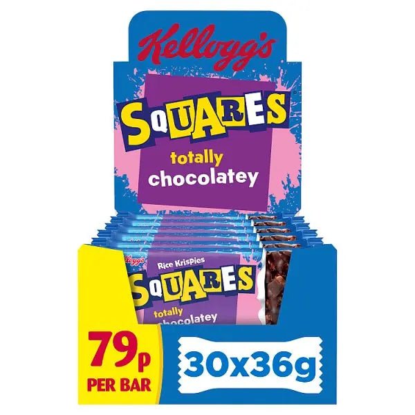 Kellogg's Rice Krispies Squares Chocolate Snack Bar 30 x 36g (Case of 30) - Honesty Sales
