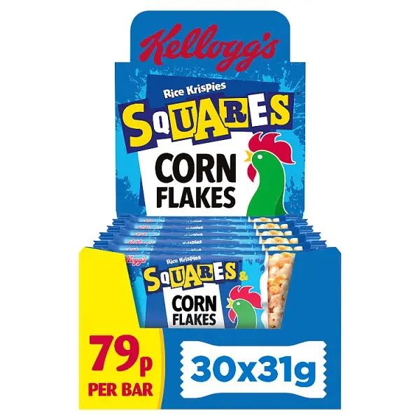 Kellogg's Rice Krispies Squares Corn Flakes Snack Bar 30 x 31g (Case of 30) - Honesty Sales