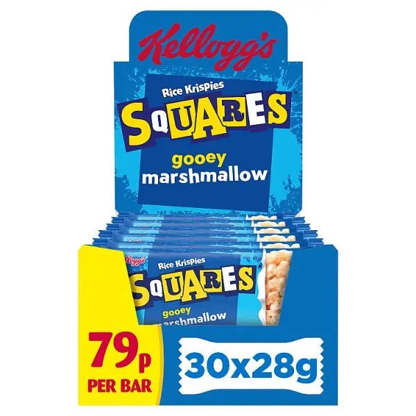 Kellogg's Rice Krispies Squares Marshmallow Snack Bar 30 x 28g (Case of 30) - Honesty Sales