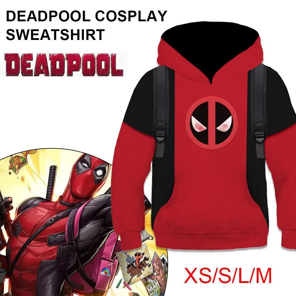 Kids Deadpool Cosplay Boys Hoodie Pullover Sweaters Christmas Sweatshirt Kidpool - Honesty Sales