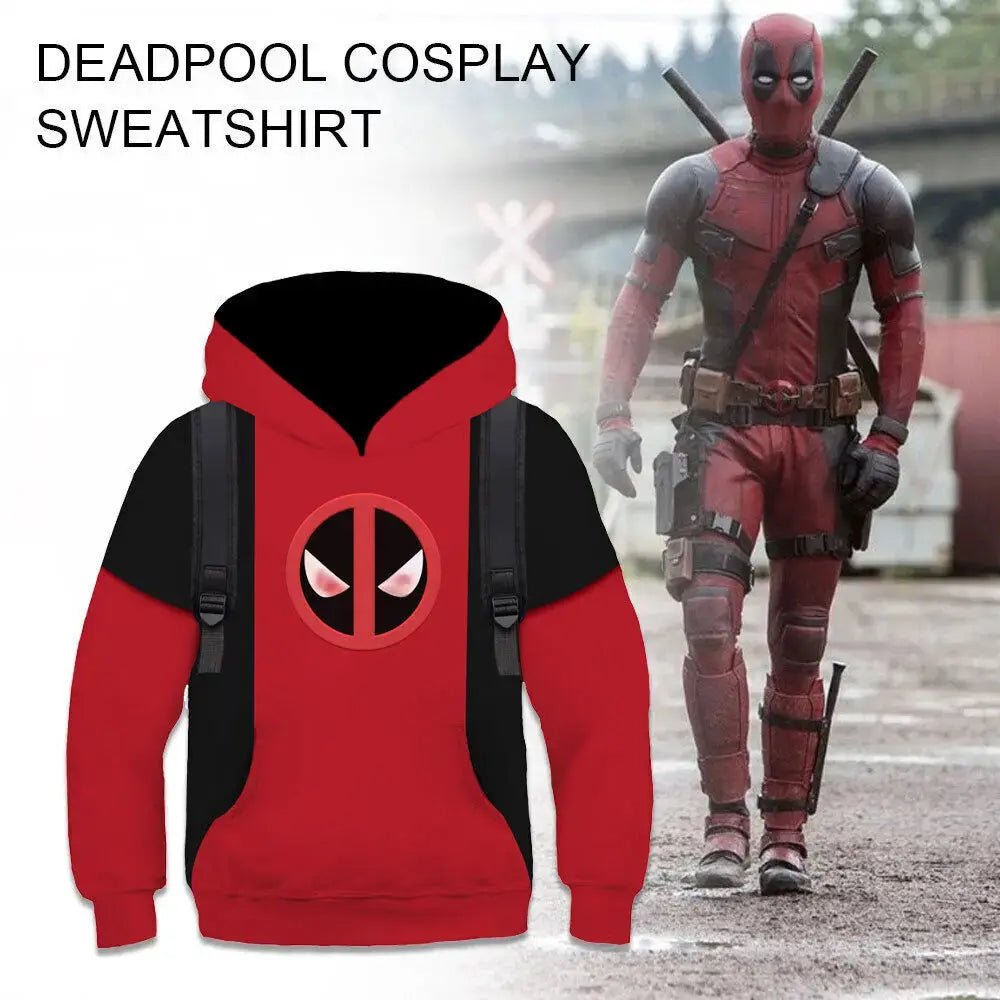 Kids Deadpool Cosplay Boys Hoodie Pullover Sweaters Christmas Sweatshirt Kidpool - Honesty Sales