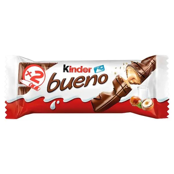 Kinder Bueno Milk Chocolate and Hazelnut Twin Bars Single Pack 43g (Case of 30) - Honesty Sales