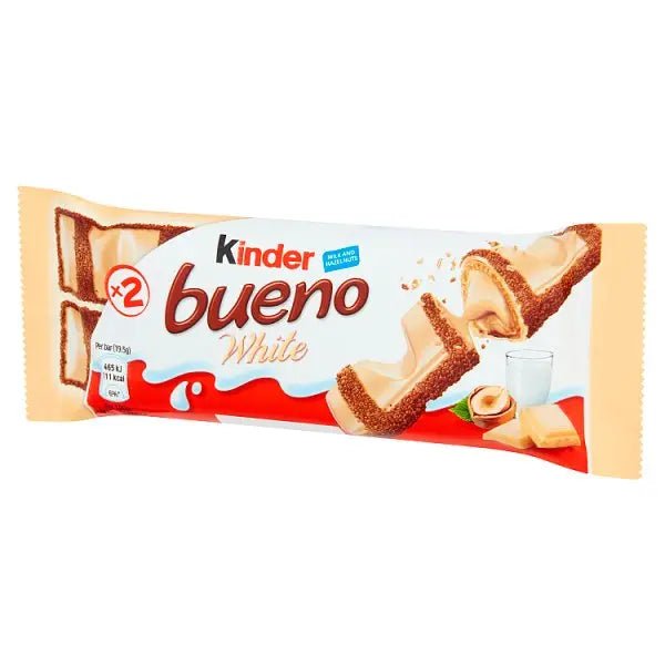 Kinder Bueno White Chocolate & Hazelnut Wafer Biscuit Snack Bar 39g (Case of 30) - Honesty Sales