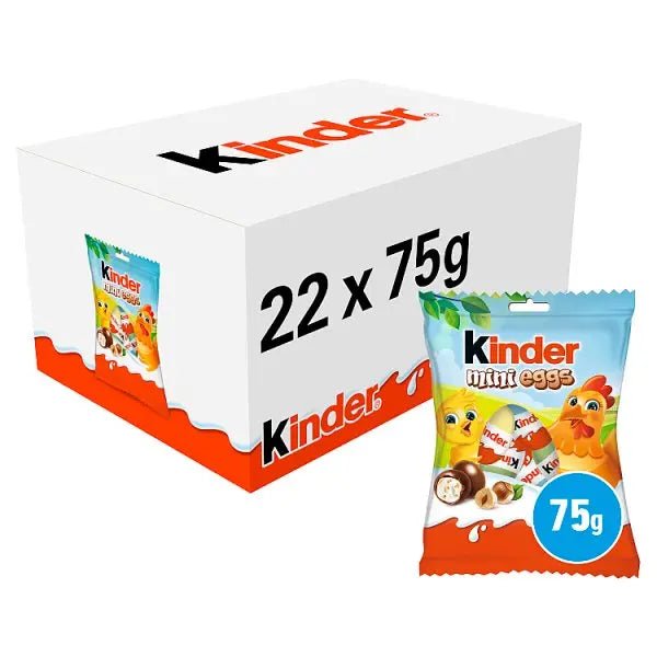 Kinder Milk Chocolate & Hazelnut Mini Easter Eggs Snack Bag 75g (Case of 22) - Honesty Sales
