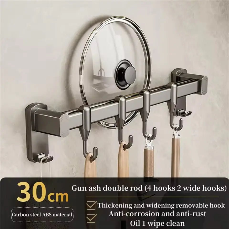 Kitchen Hook Punch - free Hanging Rod Spovel Hanger Row Hook Multifunctional Wall - mounted Storage Knife Holder - Honesty Sales