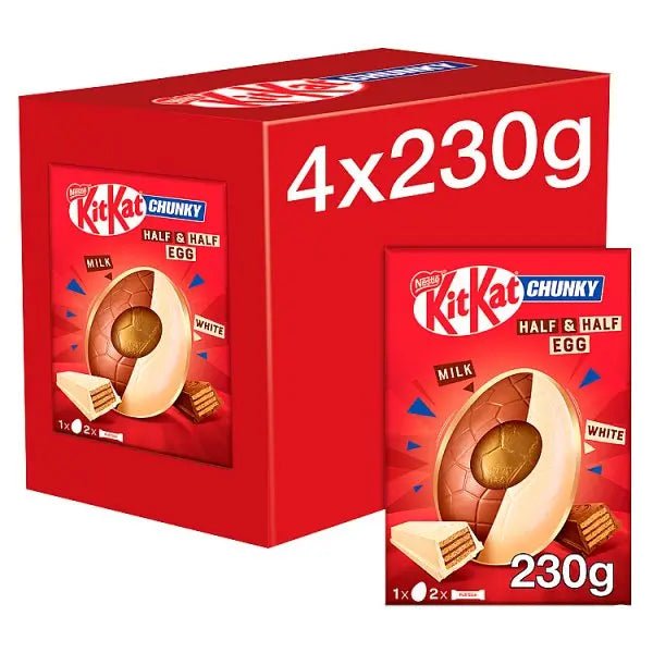 KitKat Chunky Milk & White Chocolate Giant Easter Egg 230g (Case of 4) - Honesty Sales
