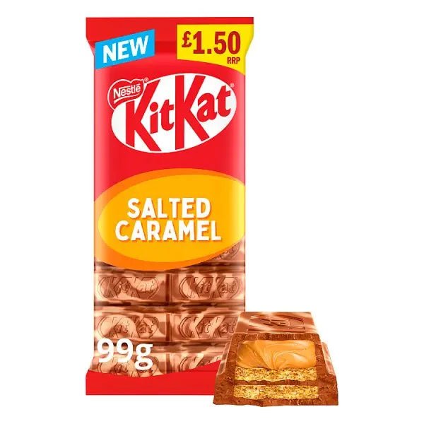 KitKat Salted Caramel Chocolate Sharing Bar 99g (Case of 15) - Honesty Sales