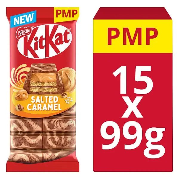 KitKat Salted Caramel Chocolate Sharing Bar 99g (Case of 15) - Honesty Sales
