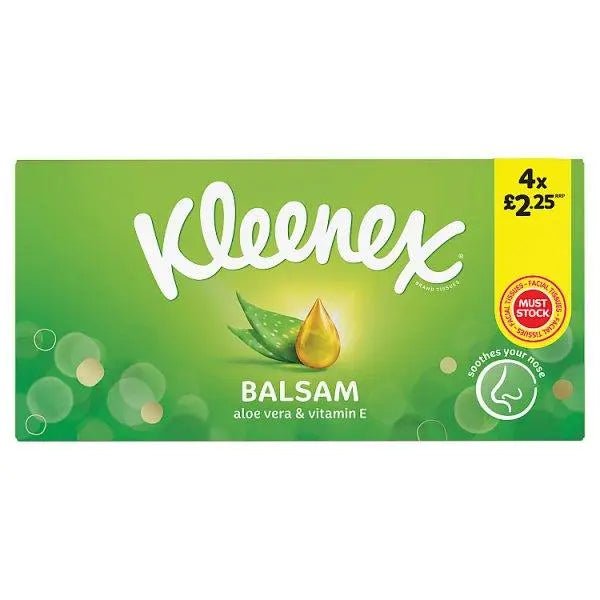 Kleenex® Balsam Tissues - 4 boxes - £2.25 (Case of 12) - Honesty Sales