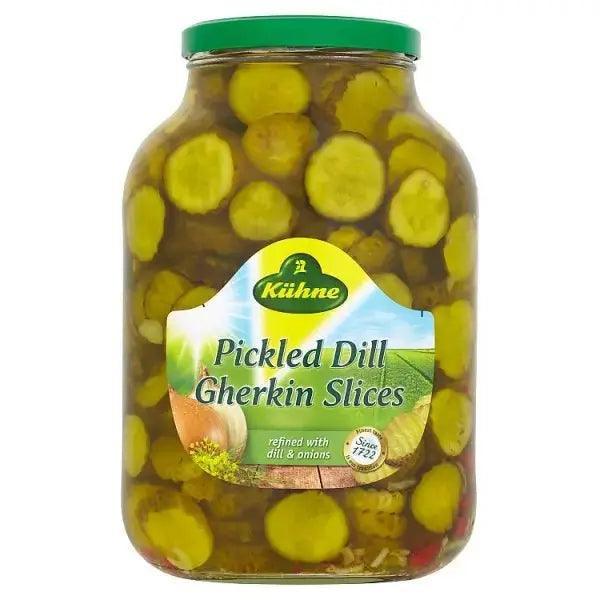 Kuhne Pickled Dill Gherkin Slices 2450g (Drained Weight 1320g) - Honesty Sales