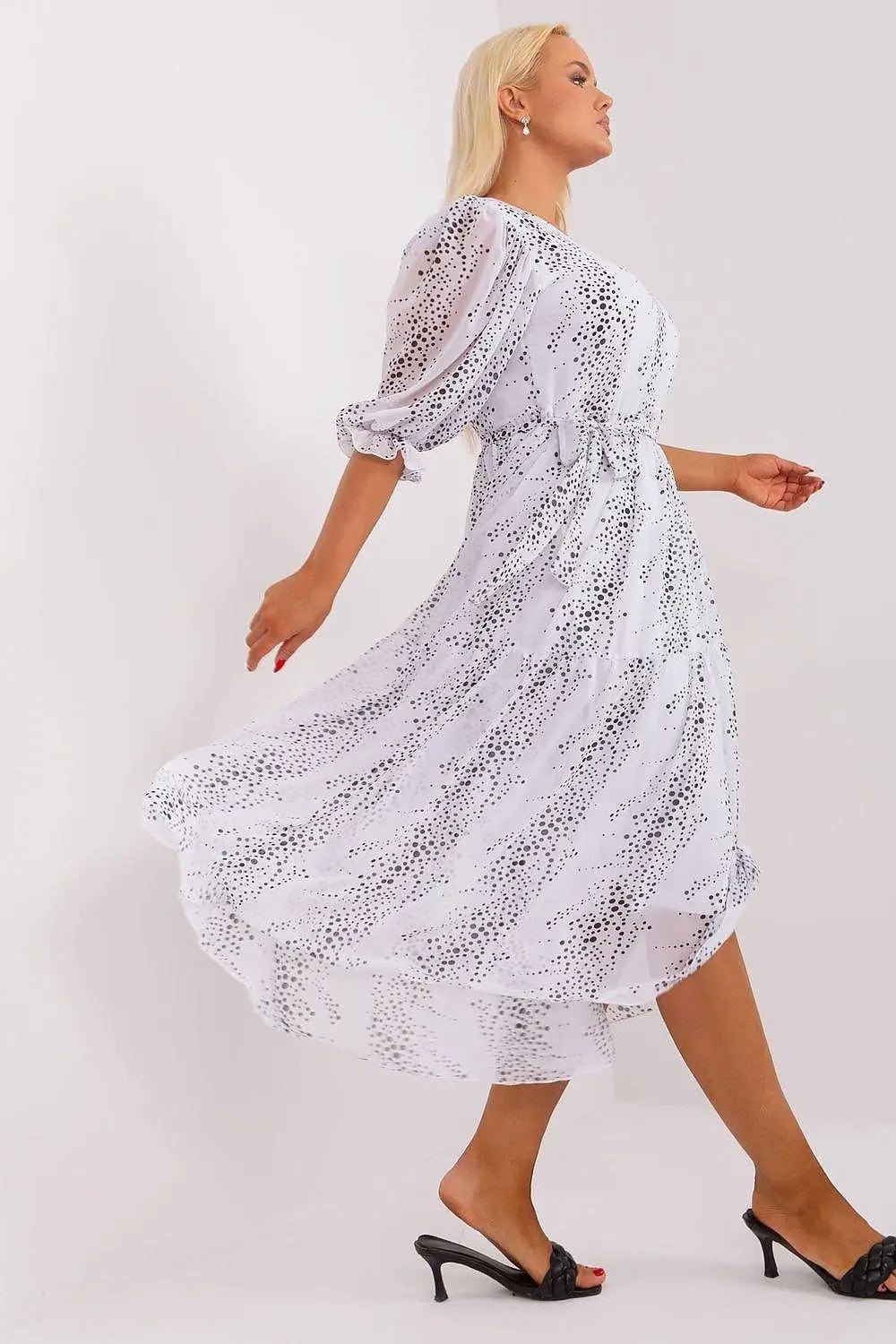 Lakerta round neckline plus size dress - Honesty Sales