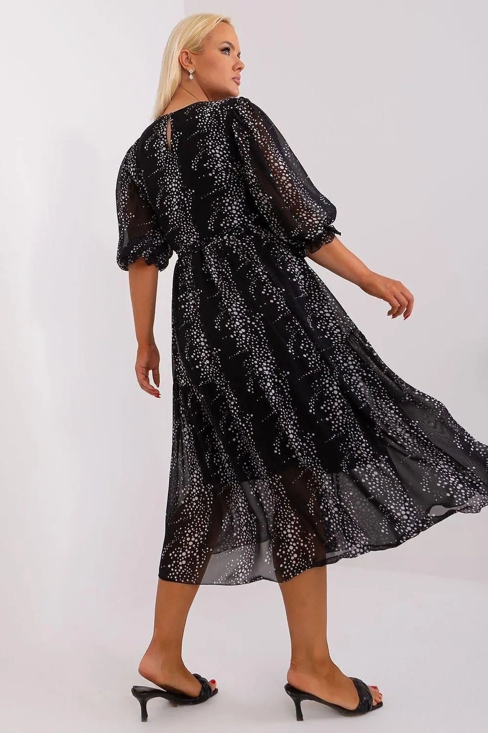 Lakerta round neckline plus size dress - Honesty Sales