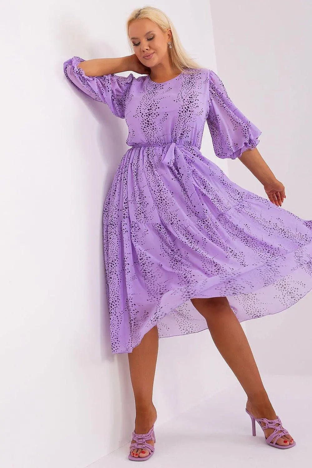 Lakerta round neckline plus size dress - Honesty Sales