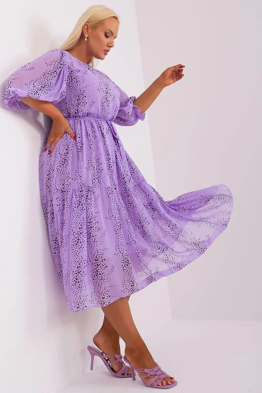 Lakerta round neckline plus size dress - Honesty Sales