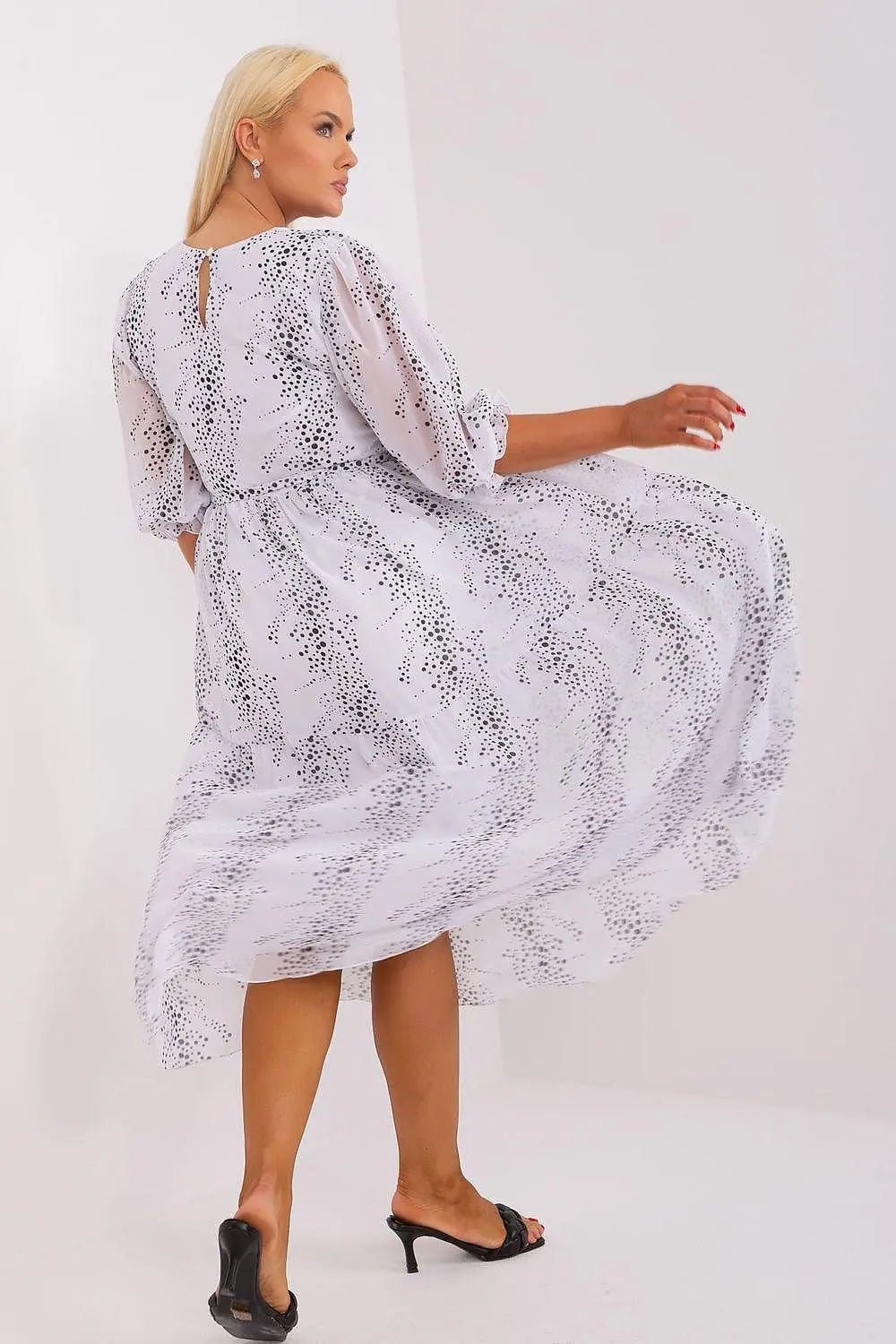 Lakerta round neckline plus size dress - Honesty Sales