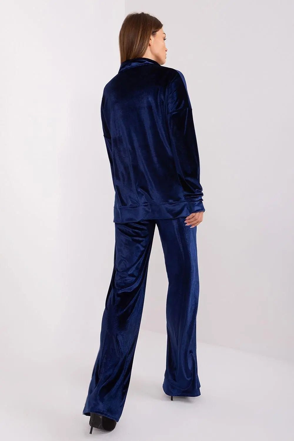 Lakerta stylish velour long-sleeve blouse with pants - Honesty Sales