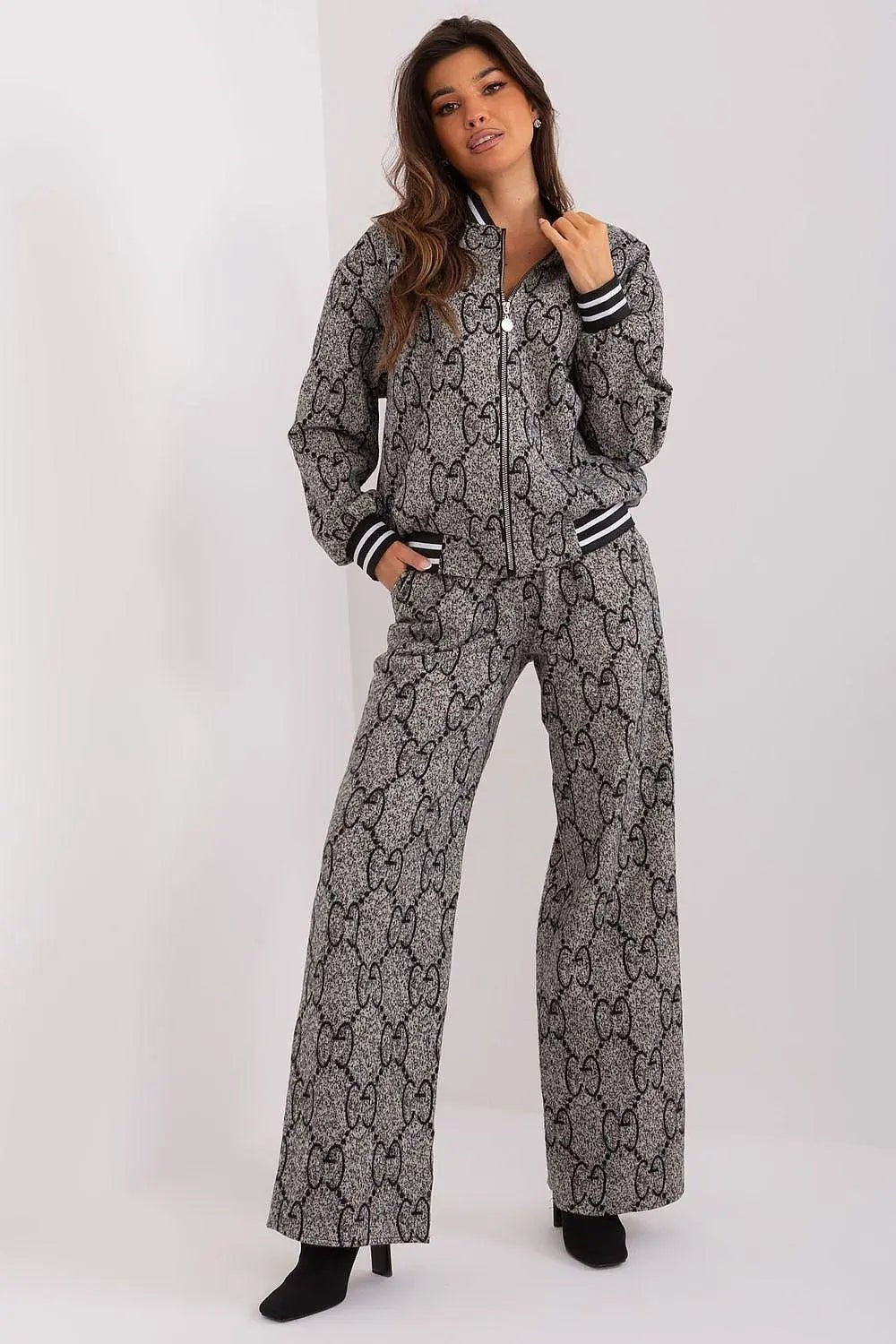 Lakerta zippered sweatshirt with pants - Honesty Sales
