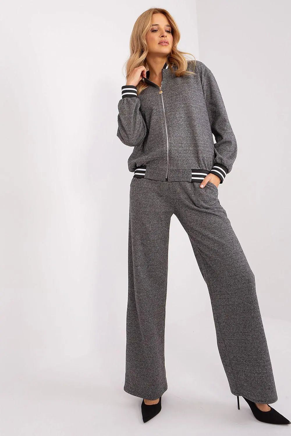 Lakerta zippered sweatshirt with pants - Honesty Sales