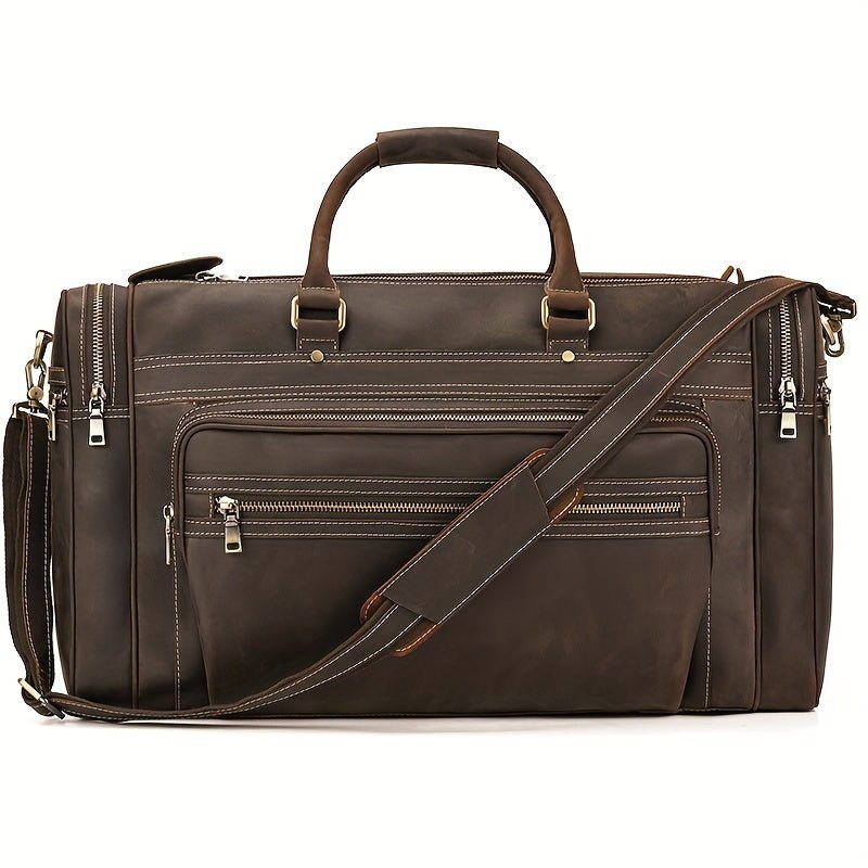 Large Genuine Leather Duffel Bag – 59.9cm Heavy - Duty Horsehide Weekender & Travel Carry - On - Honesty Sales