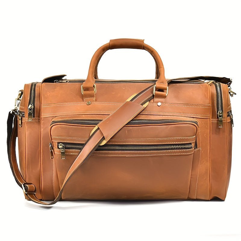 Large Genuine Leather Duffel Bag – 59.9cm Heavy - Duty Horsehide Weekender & Travel Carry - On - Honesty Sales