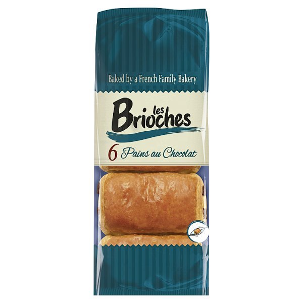 Les Brioches 6 Pains au Chocolat 6 x 45g (270g) (1 x 6s) - Honesty Sales