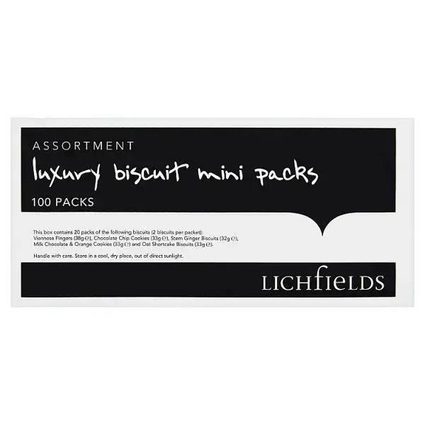 Lichfields 100 Assorted Luxury Biscuit Mini Packs (Case of 100) - Honesty Sales