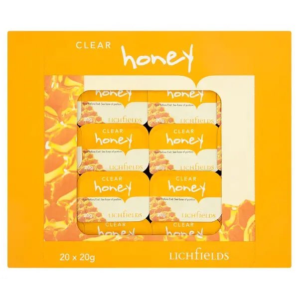 Lichfields Clear Honey Individual Portions 20 x 20g - Honesty Sales