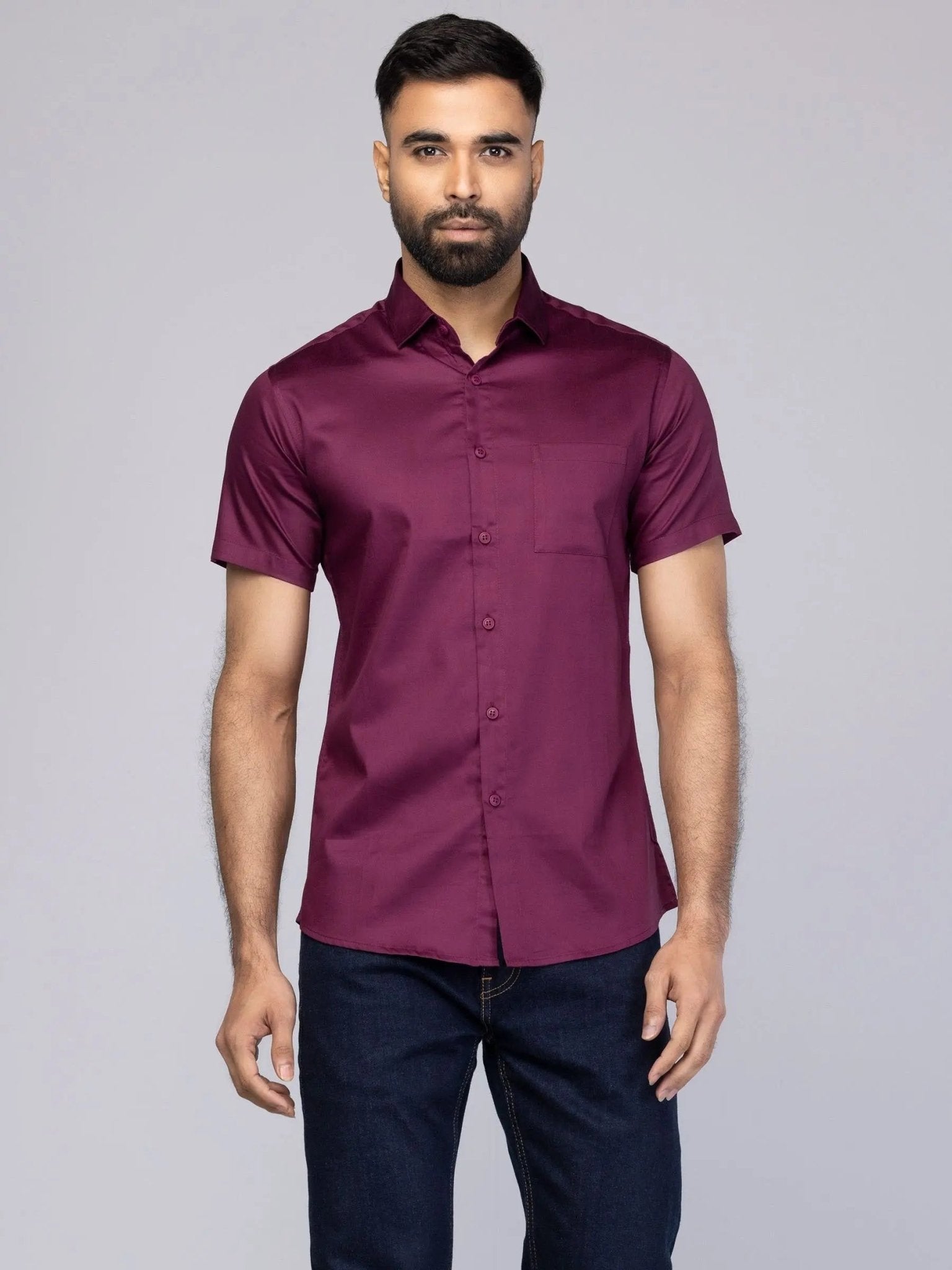 Light Plum Cotton Fitted Shirt For Mens - Honesty Sales