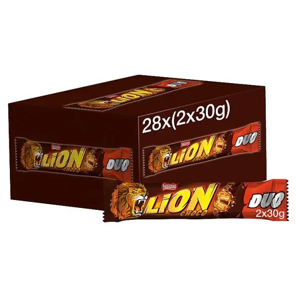 Lion Milk Chocolate Duo Bar 60g (Case of 28) - Honesty Sales