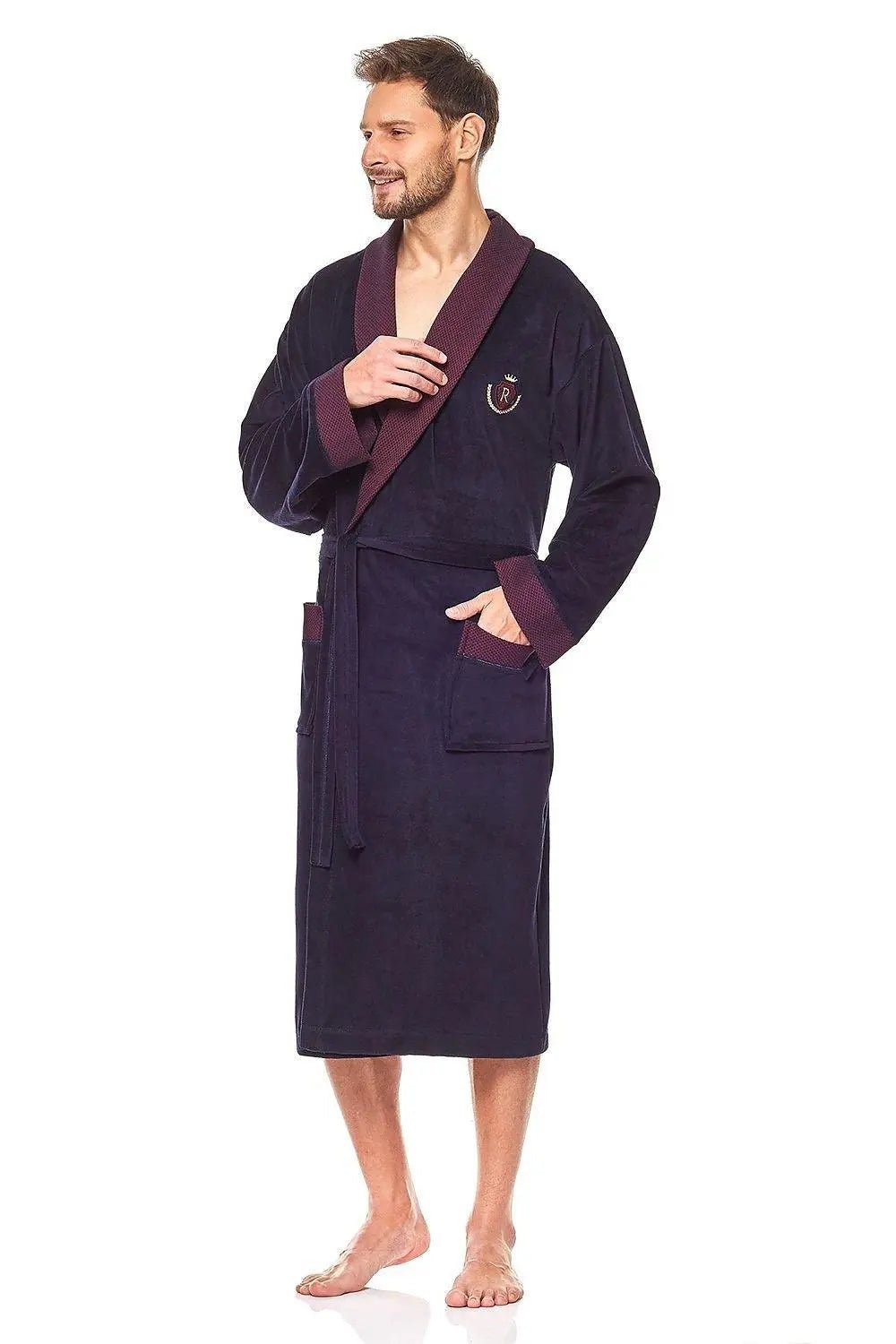 L&L collection burgundy colour men's bathrobe - Honesty Sales